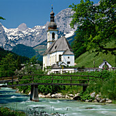 Kirche in Ramsau, Berchtesgadener Land, Bayern, Deutschland. Europa