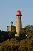 Lighthouses amidst treetops, Rugen Island, Kap Arkona, Mecklenburg-Western Pomerania, Germany, Europe