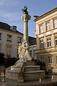 Fountain with Dicks-Lentz-monument, Luxembourg city, Luxembourg, Europe