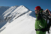 Snowboarder, Verschneite Berge, Falkertsee, Kärnten, Österreich