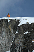 Man, Skier, Rock, St Luc, Chandolin, Valais, Switzerland