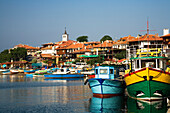 Colourful boats at harbour of Nesebar, Black Sea, Bulgaria, Europe