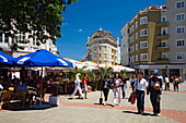 People at pedestrian zone in Varna, Bulgaria, Europe