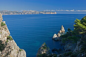 Ocean and coast in the sunlight, Badia de Pollenca, Formentor, Majorca, Balearic Islands, Spain, Europe