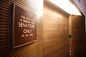 An elevator reserved for Senators, Hart Senate Office Building, Washington DC, United States, USA