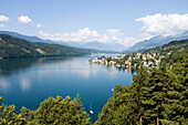 View over Millstatt and Millstätter See (deepest lake of Carinthia), Millstatt, Carinthia, Austria