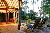 Deck chairs, Hotel, Fafa Island Resort, Tonga, Oceania