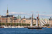 Sailing Ship and Östermalm Waterfront, Stockholm, Sweden