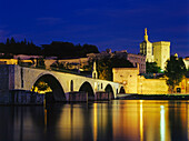 Pont d'Avignon und der Palast des Papstes, Palais des Papes, Rhône, Avignon, Vaucluse, Provence, Frankreich