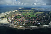 aerial photo, beach, Borkum, East Frisian island, North Sea coast, Lower Saxony, northern Germany