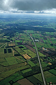 aerial photo of autobahn northern German lowlands, Lower Saxony