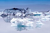 Iceland, Jokulsarlon Glacial Lagoon, Icebergs melting