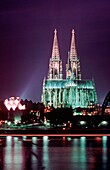 Cathedral and Museum Ludwig at night, Cologne, Germany