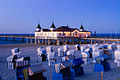 Usedom, Ahlbeck , beach chairs, art nouveau  woon pier