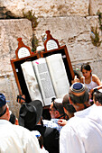 Jewish people praying at the Wailing Wall, Jerusalem, Israel