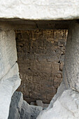 Hieroglyphics on a stone wall in Karnak Temple, Luxor, Eygpt