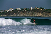 Surfer in wave, Puerto Escondido, Oaxaca, Mexico, America