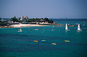 View of Port Blanc and beach, Brittany, France