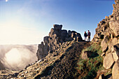 Two hikers on the Pico Arieiro, Madeira, Portugal