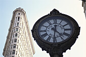 Clock near the Flatiron Building, New York City, USA