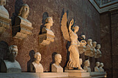 Busts and sculptures inside the Walhalla near Regensburg, Bavaria, Germany