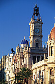 View of the town hall, Plaza de Ayuntamiento, Valencia, Spain
