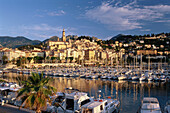 Menton harbour and old town, Cote D'Azur, Provence, France
