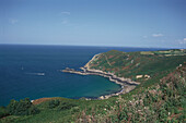 View of the coast, coastal landscape and sea at Jersey, Channel Islands, Great Britain