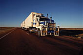 Lorry, road train on Stuart Highway, Northern Territory, Austrialia