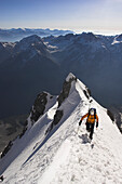 Michael Rechberger klettert durch die Ortler Nordwand, Ortler 3905 m, Südtirol, Italien