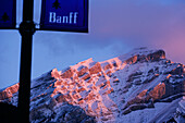 View from Banff town to the summit of Cascade Mountain, Banff, Alberta, Canada