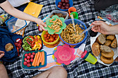 Picknick am Guckaisee, nahe Poppenhausen, Wasserkuppe, Rhön, Hessen, Deutschland, Europa