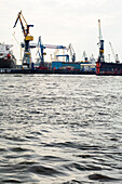 View to a dry dock, Hamburg, Germany