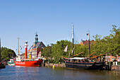 Lightship, Townhall, Emden, East Frisia, North Sea, Lower Saxony, Germany