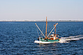 Krabbenkutter vor Norderney, Ostfriesische Inseln, Ostfriesland, Niedersachsen, Deutschland