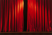 Red curtains at theater, Munich, Bavaria, Germany