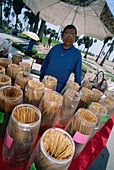 Vendor for joss sticks, Venice Promenade, Ocean Front Walk, Venice Beach, L.A., Los Angeles, California, USA