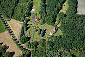 Luftaufnahme von Markuskapelle, Burghaun Rothenkirchen, Rhön, Hessen, Deutschland, Europa