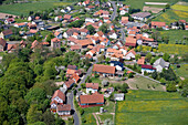 Aerial Photo of Village in Countryside, Haunetal Holzheim, Rhoen, Hesse, Germany