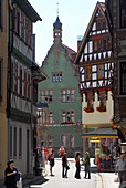Fachwerkhäuser in der Altstadt in Schmalkalden, Straße zum Altmarkt, Thüringen, Deutschland