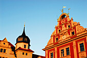 Rathaus bei Sonnenuntergang, Gotha, Thüringen, Deutschland
