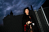 Eine Frau als Hexe verkleidet, Salem Witch Trial Tour, Salem, Massachusetts, USA