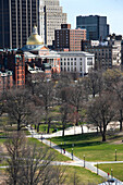 Rathaus, State House und Park, Public Gardens, Boston, Massachusetts, USA