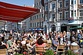 Cafe, Old Town, University Square, Rostock, Baltic Sea, Mecklenburg-Western Pomerania, Germany
