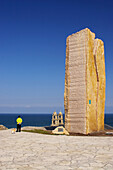 Aussichtspunkt mit Wallfahrtskirche, A Virxe da Barca, Mirador, Jesus Quintanal, Punta da Barca, Costa da Morte, Galicien, Spanien