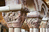 Wall set in rock, former monastery, cloister from the 9th century, San Juan de la Pena, Huesca, Aragon, Spain