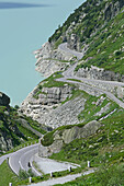 Motorrad auf Grimselpass, Grimselsee, Berner Oberland, Kanton Bern, Schweiz