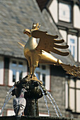 Eagle on Goslar's market fountain, Harz Mountains, Lower Saxony, northern Germany, UNESCO, World Heritage Site, list