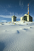 Snow covered Brocken summit, Schierke, Harz Mountains, Saxony-Anhalt, Germany
