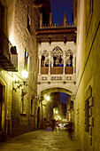 Carrer del Bisbe, bridge from 1928, modernisme, Barri Gotic, Ciutat Vella, Barcelona, Spanien